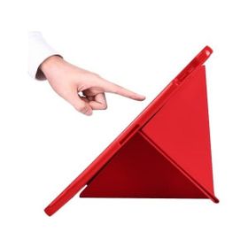 Zore Xiaomi Mi Pad 5 Tablet Standlı Tri Folding Kalemlikli Silikon Smart Cover - Kırmızı Kılıf