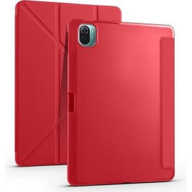 Zore Xiaomi Mi Pad 5 Tablet Standlı Tri Folding Kalemlikli Silikon Smart Cover - Kırmızı Kılıf