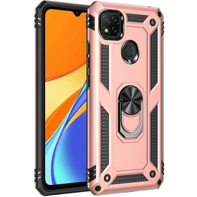 Zore Xiaomi Redmi 9C Zırhlı Standlı Mıknatıslı Tank Kapak Rose Gold Kılıf