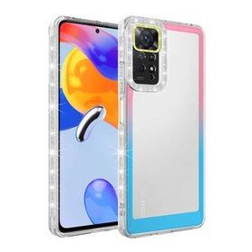Zore Xiaomi Redmi Note 11 Global Simli ve Renk Geçiş Tasarımlı Lens Korumalı Park Kapak Kılıf