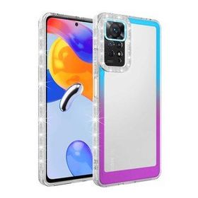 Zore Xiaomi Redmi Note 11 Global Simli ve Renk Geçiş Tasarımlı Lens Korumalı Park Kapak Kılıf