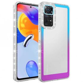 Zore Xiaomi Redmi Note 11 Pro 5G Simli ve Renk Geçiş Tasarımlı Lens Korumalı Park Kapak Kılıf