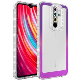Zore Xiaomi Redmi Note 8 Pro Simli ve Renk Geçiş Tasarımlı Lens Korumalı Park Kapak Kılıf