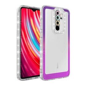 Zore Xiaomi Redmi Note 8 Pro Simli ve Renk Geçiş Tasarımlı Lens Korumalı Park Kapak Kılıf