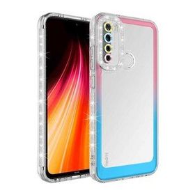 Zore Xiaomi Redmi Note 8 Simli ve Renk Geçiş Tasarımlı Lens Korumalı Park Kapak Kılıf