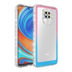 Zore Xiaomi Redmi Note 9 Pro Simli ve Renk Geçiş Tasarımlı Lens Korumalı Park Kapak Kılıf