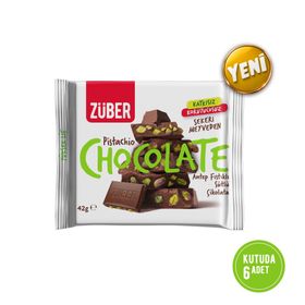 Züber 42 gr Antep Fıstıklı Sütlü Çikolata (6 adet)