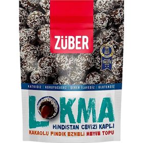 Züber Lokma Hindistan Cevizi Kaplı 96 gr Kakaolu Fındık Ezmeli Meyve Topu