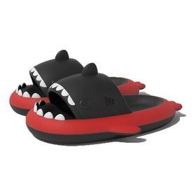 Zureto Dragon Shark Slides Siyah Kırmızı Kadın Sandalet
