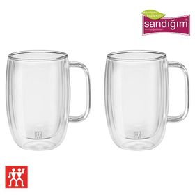 Zwilling 395001140 Çift Camlı 2'li Kulplu Latte Bardağı
