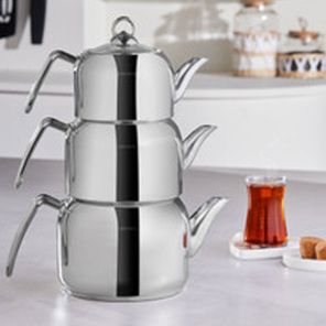 Karaca Manes Mini Ensemble De Théières En Métal - Convient Pour Théière Turque, Caydanlik, Demlik, Théière Turque, Thé