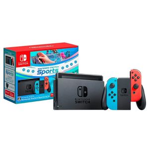 Nintendo Switch Neon Red Blue + Super Mario Odyssey + Mario