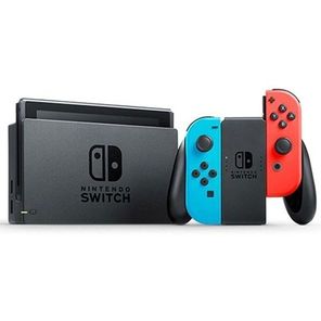 Nintendo Switch Neon Red Blue + Super Mario Odyssey + Mario