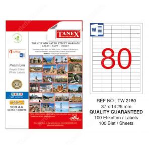 Tanex TW-2164 52.5x18 mm 100 Adet Laser Etiket Fiyatları