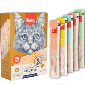 Wanpy Creamy Cat Treat Karışık Krema Sıvı 5x14 GR Kedi Ödül Maması