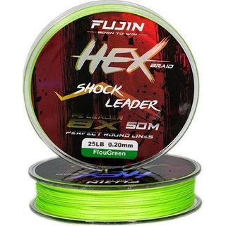 Fujin 25LB Hex Braid 8x50 mt 0.20 mm Fluo Green Pe İp Shock Leader