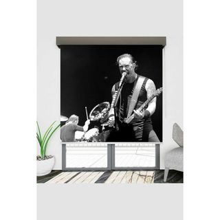 Grandgri 210x180 cm Siyah Frases Metallica Baskılı Stor Perde Fiyatları