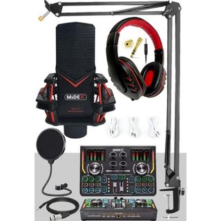 Midex Gmx-1 Titanium Set Efektli Ses Kartı Mikrofon Kulaklık Stand