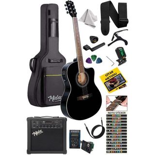 Midex XC-300XBK-AMP Siyah Elektro Akustik Gitar + Müzik Seti