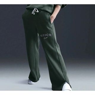 Nike FV7684-338 Yeşil Phoenix Fleece HR Logo Pant Wide Kadın