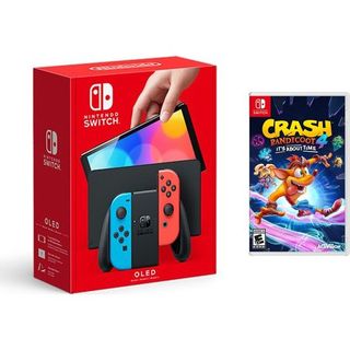 Nintendo Switch OLED Kırmızı Mavi Oyun Konsolu + Crash Bandicoot 4