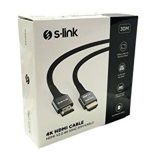 S-Link SLX-HD4K30 19+1 30 mt V2.0 4K 30 HZ Metal HDMI Kablo