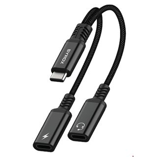 Syrox DT40T-TT Type-C 2X Type-C 2 in 1 Siyah Ses ve Şarj Ayırıcı