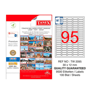 Tanex TW-2095 30x12 mm Laser Etiket Fiyatları | Cimri