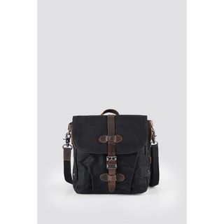 Ççs 31487 Siyah Mumlanmış Kanvas Retro Omuz Çantası
