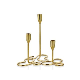 La'Medore Curve Brass 25x25x25.5 cm 3'lü Mumluk
