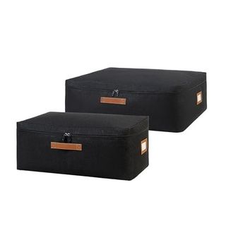 Ocean Home Textile 52x28x21 / 62x46x22 cm 2'li Siyah Renk Jüt Baza Altı Hurç Set