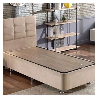 Niron Polo 120x200 cm Tek Kişilik Sütlü Kahve Silinebilir Soho Kumaş Baza ve Başlık Seti
