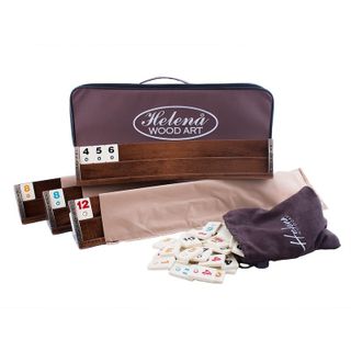 Helena Wood Art Oval El Yapımı Masif Ahşap Okey Takımı Sade