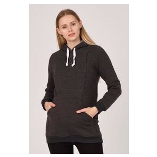BUSA Hamile Emzirme Detaylı Termal Kapüşonlu Sweatshirt Kırmızı