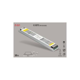 Cata 5 ADET CT 2571 Cata 40A Şerit Led Trafosu Süper Silim Kasa 500w