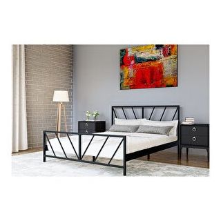 Metalia 140x190 cm Gözde Siyah Çift Kişilik Karyola