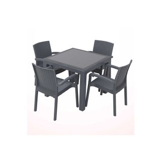 Violet Rattan Camlı Masa Takımı