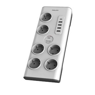 Philips SPN7060WA/62 5 USB Şarj Bağlantı 1 Usb-C 15 W ve 4 Usb-A 20 W 900j 2 m Örgü Kablo 6'lı Akım Korumalı Priz
