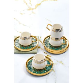 Karaca Verde 90 ml 6 Kişilik Beyaz Kahve Fincan Takımı