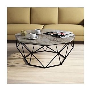 Variant Diamond Metal Ayaklı Beyaz Mermer Orta Sehpa
