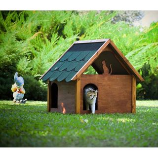 MANDU Ahşap Teraslı (DUBLEX) Kedi Evi