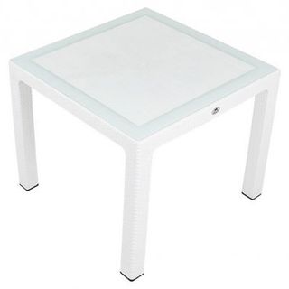 Mandella Elit Ratta Beyaz 90x90 cm Camlı Masa