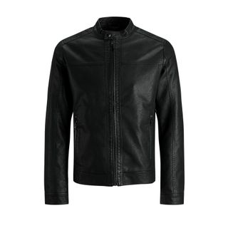 Jack & Jones 12182461 Erkek Siyah Deri Ceket