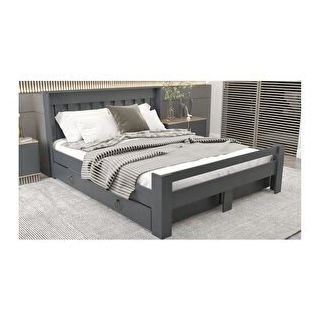 Ninnimo Arya Çift Kişilik 160x200 CM Yatak Uyumlu Çekmeceli Antrasit Karyola
