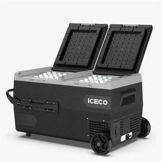 Iceco K95D 12/24 V 95 lt Akülü Kablolu Çift Bölmeli Kompresörlü Tekerlekli Outdoor Dondurucu Oto Buzdolabı