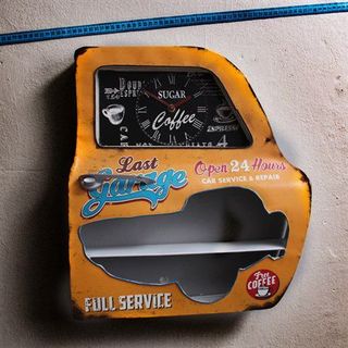 Pilelistore Garage Temalı Sarı Araba Kapısı Araba Kapısı Dekoratif Duvar Rafı