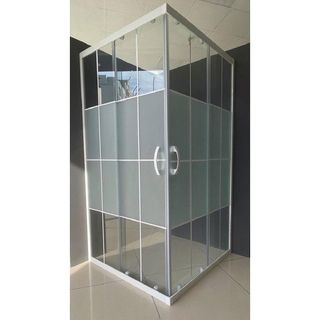 Durul Kare ve Dikdörtgen 5 mm Ortası Buzlu Beyaz Çizgi 190 cm Duşakabin