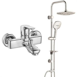 E.C.A Luna Banyo Bataryası ve T-May Paslanmaz Krom Banyo Ayvacık Elips Tepe Duş Takımı Seti