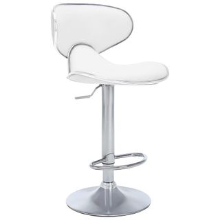 Bürocci 9549S0486 Beyaz Modern Deri Metal Ayaklı Yüksek Tezgah Sandalyesi