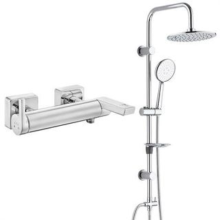 E.C.A Icon Banyo Bataryası + T-May Banyo Bostan Oval Tepe Paslanmaz Krom Duş Seti